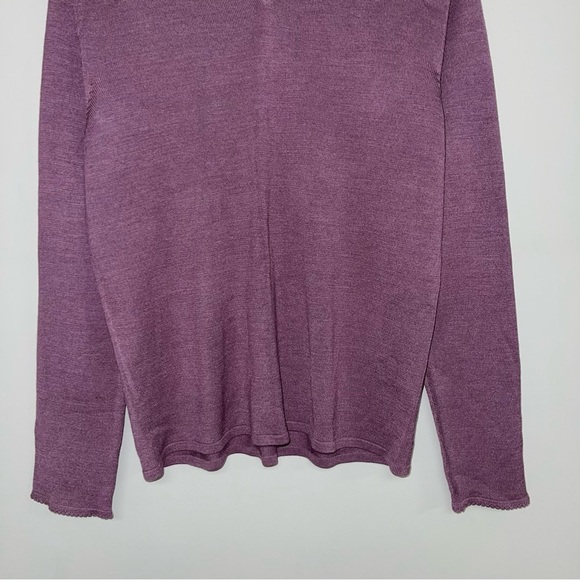 August Silk 100% Silk Sweater Women's Size Large Muted Purple Dark Lilac Vintage - Picture 5 of 7